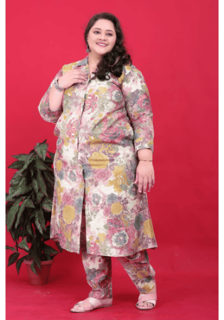 Picture of Ideal Rayon & Chiffon Tan Kurtis And Tunic