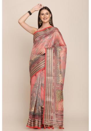 Picture of Charming Linen Dark Salmon Saree