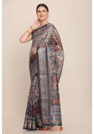 Picture of Delightful Linen Dark Slate Grey Saree