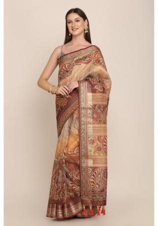 Picture of Alluring Linen Dark Khaki Saree