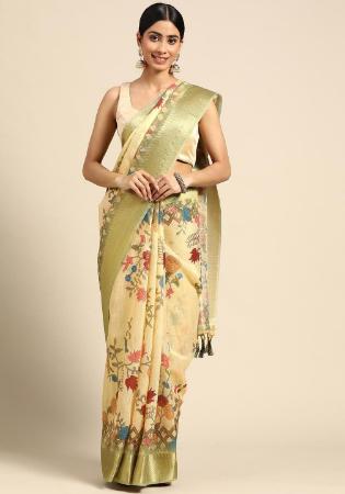 Picture of Exquisite Linen Lemon Chiffon Saree