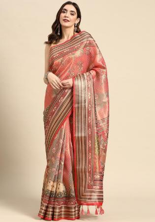 Picture of Amazing Linen Indian Red Saree