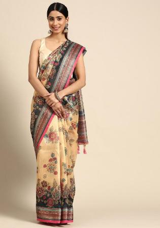 Picture of Graceful Linen Dark Olive Green Saree