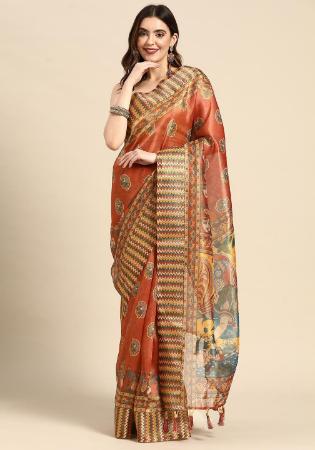 Picture of Sightly Linen Brown Saree