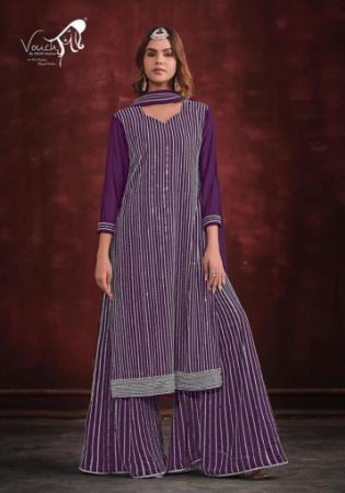 Picture of Fascinating Georgette Purple Straight Cut Salwar Kameez