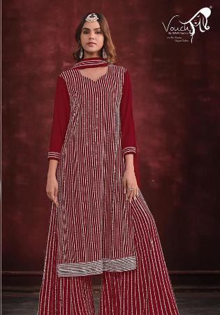 Picture of Georgette Dark Red Straight Cut Salwar Kameez