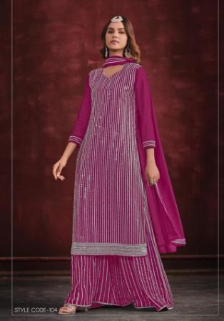 Picture of Georgette Hot Pink Straight Cut Salwar Kameez