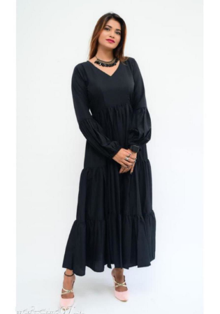 Picture of Georgette & Silk Midnight Blue Readymade Gown