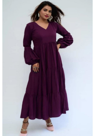 Picture of Alluring Georgette & Silk Purple Readymade Gown