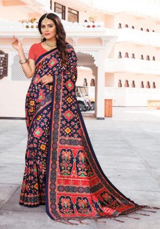 Picture of Delightful Silk Dark Slate Blue Saree