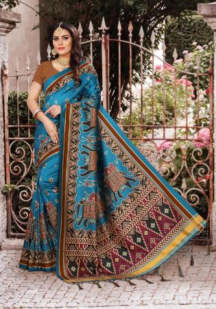 Picture of Comely Silk Dark Cyan Saree