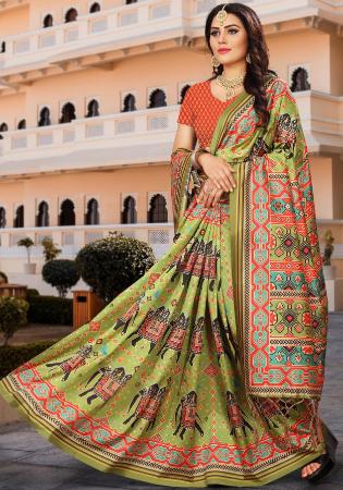 Picture of Enticing Silk Dark Khaki Saree