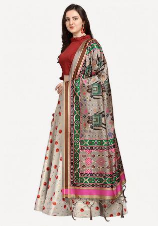 Picture of Beauteous Satin & Silk Beige Lehenga Choli