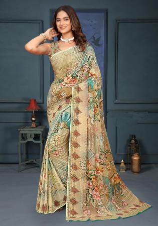 Picture of Gorgeous Chiffon & Silk Burly Wood Saree