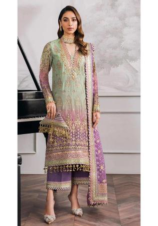 Picture of Georgette Dark Sea Green Straight Cut Salwar Kameez