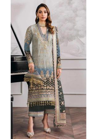 Picture of Georgette Dark Grey Straight Cut Salwar Kameez