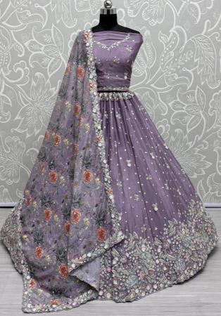 Picture of Magnificent Chiffon Plum Lehenga Choli