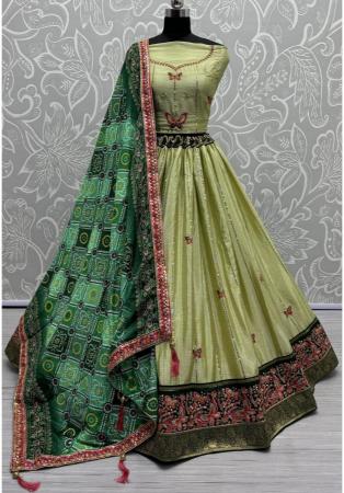 Picture of Exquisite Silk Dark Khaki Lehenga Choli