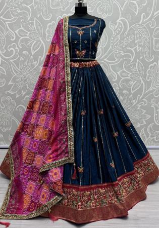 Picture of Fine Silk Midnight Blue Lehenga Choli