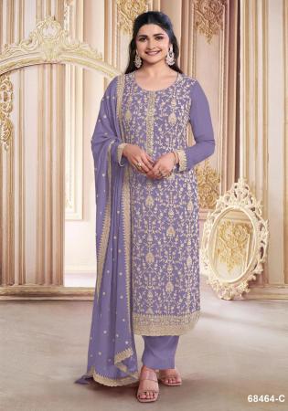 Picture of Georgette Slate Grey Straight Cut Salwar Kameez