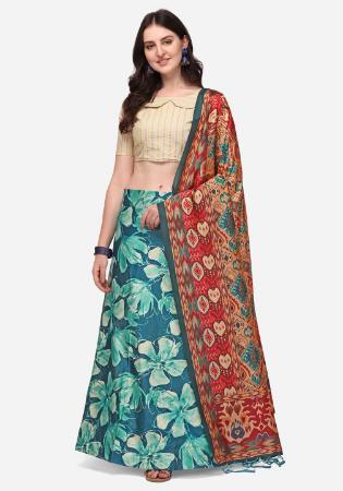 Picture of Elegant Satin & Silk Cadet Blue Lehenga Choli