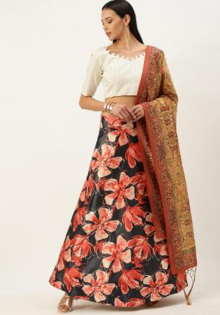 Picture of Shapely Satin & Silk Black Lehenga Choli