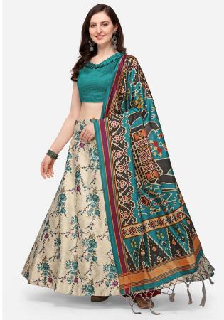 Picture of Marvelous Satin & Silk Tan Lehenga Choli