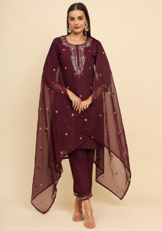 Picture of Taking Silk Maroon Readymade Salwar Kameez