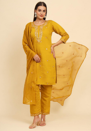 Picture of Marvelous Silk Golden Rod Readymade Salwar Kameez