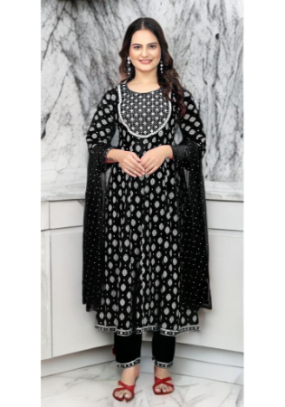 Picture of Splendid Rayon Black Readymade Salwar Kameez