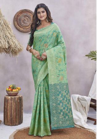 Picture of Well Formed Linen & Silk Cadet Blue Saree