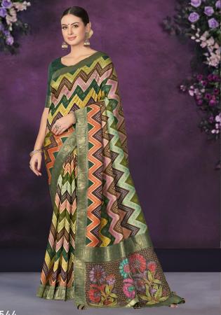 Picture of Appealing Chiffon Dark Olive Green Saree