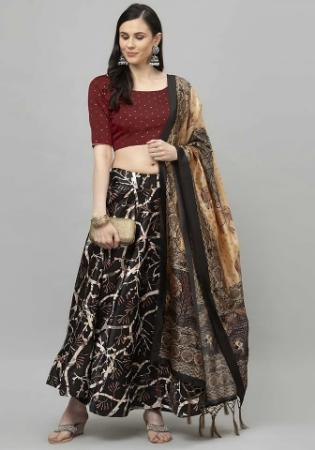 Picture of Elegant Satin & Silk Black Lehenga Choli