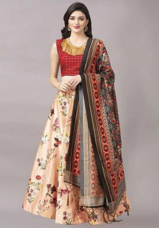 Picture of Exquisite Satin & Silk Burly Wood Lehenga Choli