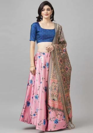 Picture of Delightful Satin & Silk Rosy Brown Lehenga Choli