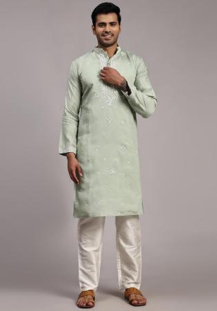 Picture of Chiffon & Silk Dark Sea Green Kurtas