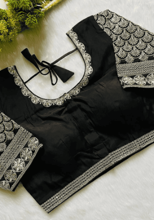 Picture of Well Formed Silk Black Designer Blouse