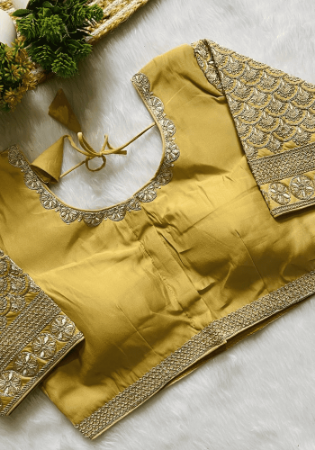 Picture of Superb Silk Olive Drab Designer Blouse