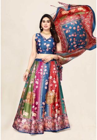 Picture of Good Looking Satin & Silk Dark Khaki Lehenga Choli