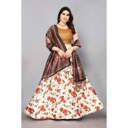 Picture of Shapely Satin & Silk Floral White Lehenga Choli