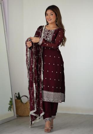 Picture of Statuesque Silk Maroon Readymade Salwar Kameez