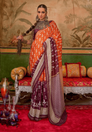 Picture of Graceful Silk Chocolate Saree