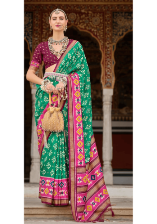 Picture of Fine Silk Light Sea Green Saree