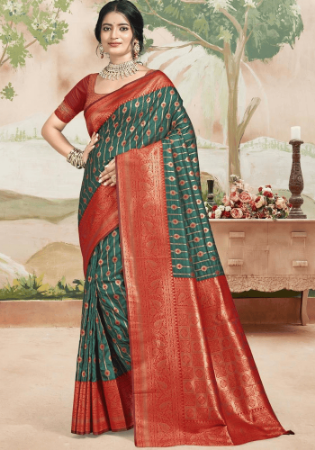 Picture of Well Formed Silk Dark Slate Grey Saree