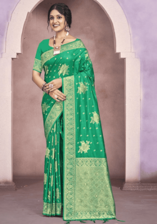 Picture of Nice Cotton & Silk Light Sea Green Saree