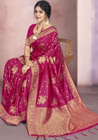 Picture of Statuesque Cotton & Silk Hot Pink Saree