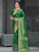 Picture of Well Formed Cotton & Silk Forest Green Saree