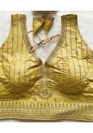 Picture of Fascinating Silk Olive Designer Blouse