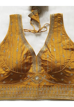 Picture of Pleasing Silk Golden Rod Designer Blouse