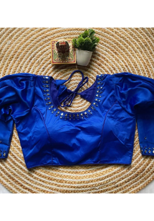 Picture of Ideal Silk Medium Blue Designer Blouse